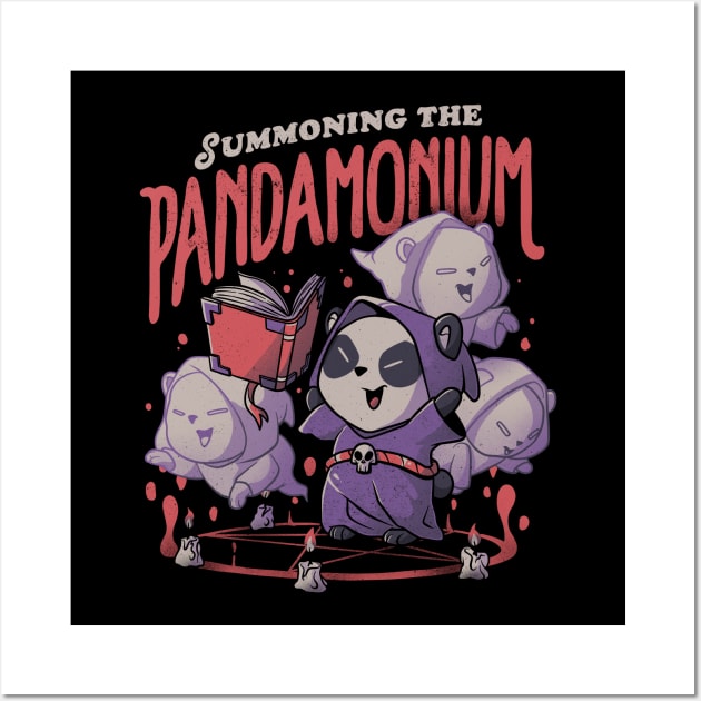 Summoning the Pandamonium - Cute Funny Evil Creepy Panda Gift Wall Art by eduely